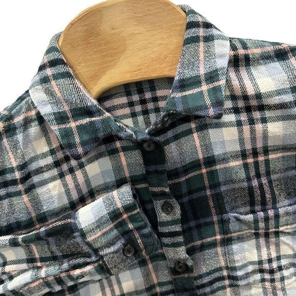 Madewell Tops - Madewell Flannel Shirt‎ Womens Medium Blue Tartan Plaid Button Front Top